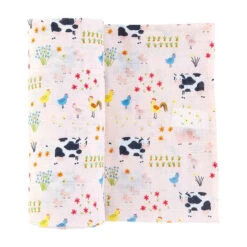 PINK FARM PRINT SWADDLE