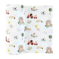 WHITE FARM PRINT SWADDLE