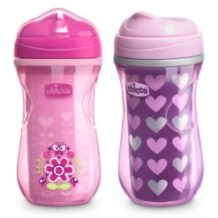 CHICCO INSULATED RIM TRAINER CUP 9OZ 2PK PINK/PURPLE