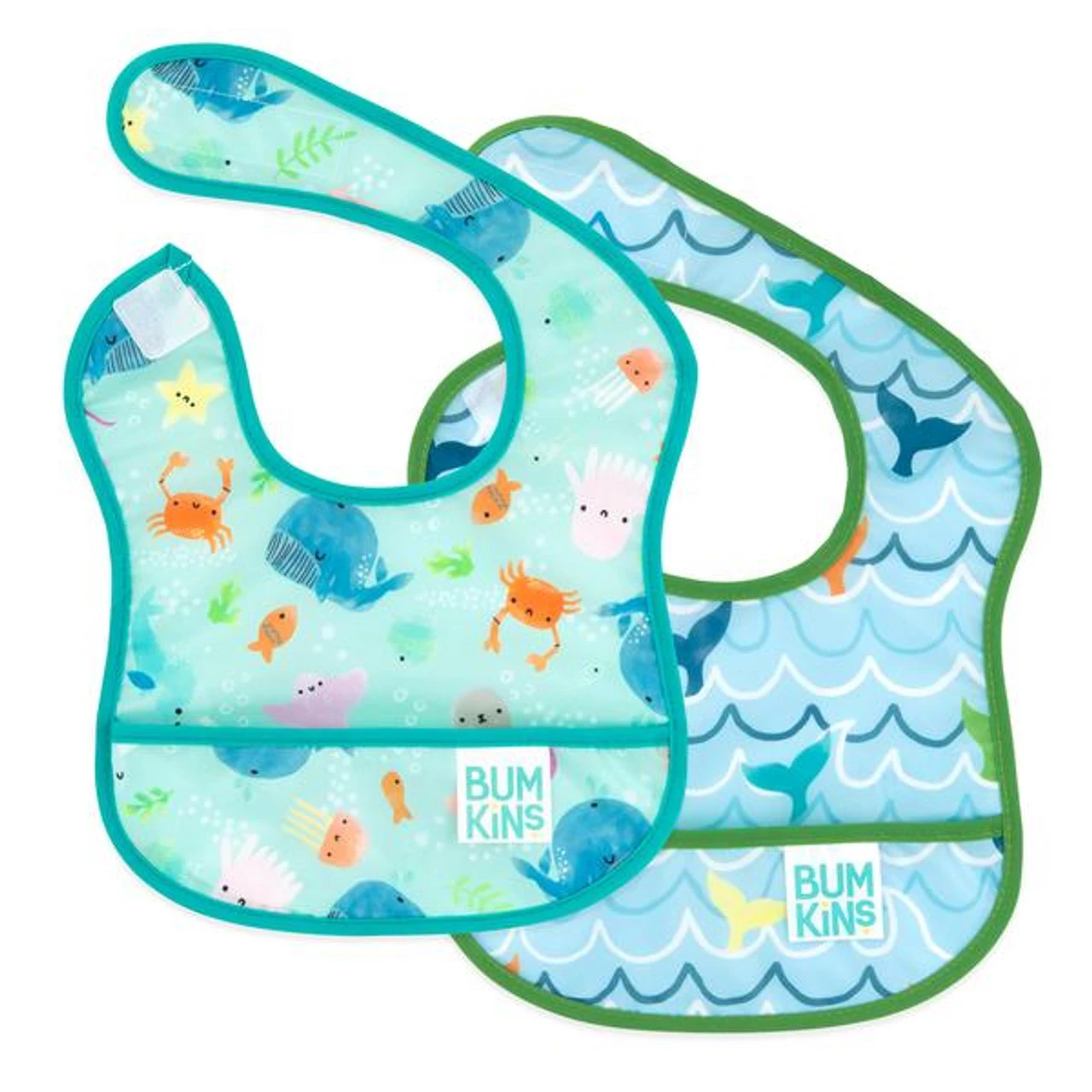 STARTER BIB 2PK OCEAN & WHALE 1 STARTER BIB 2PK OCEAN & WHALE
