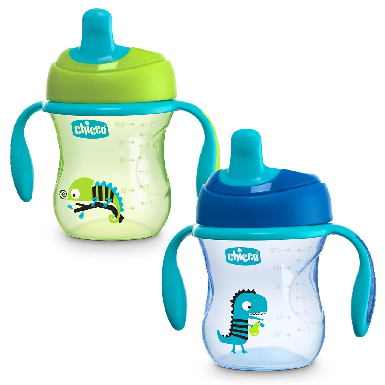 CHICCO SEMI SOFT SPOUT TRAINER CUP 2PK 7OZ 1 CHICCO SEMI SOFT SPOUT TRAINER CUP 2PK 7OZ
